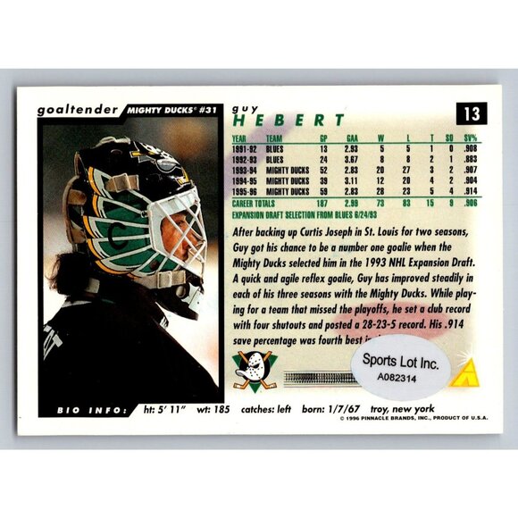 Guy Hebert Autographed Mighty Ducks Hockey Trading Card Set  Includes Stats Card - Picture 2 of 2